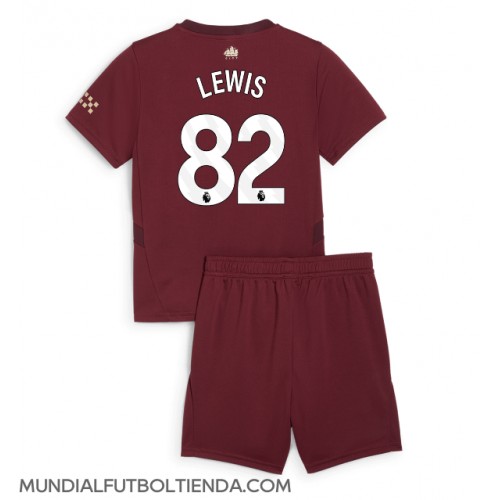 Camiseta Manchester City Rico Lewis #82 Tercera Equipación Replica 2024-25 para niños mangas cortas (+ Pantalones cortos)